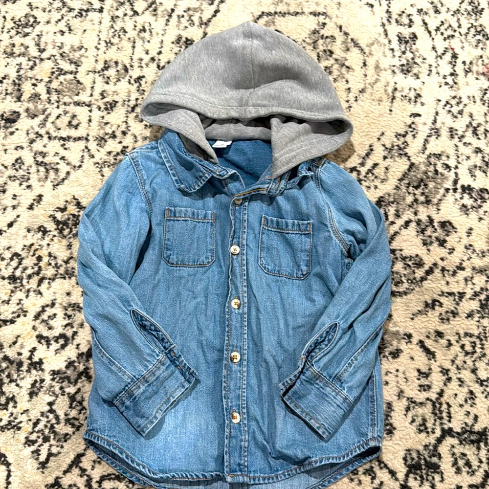 Old Navy chambray hooded button up 4T